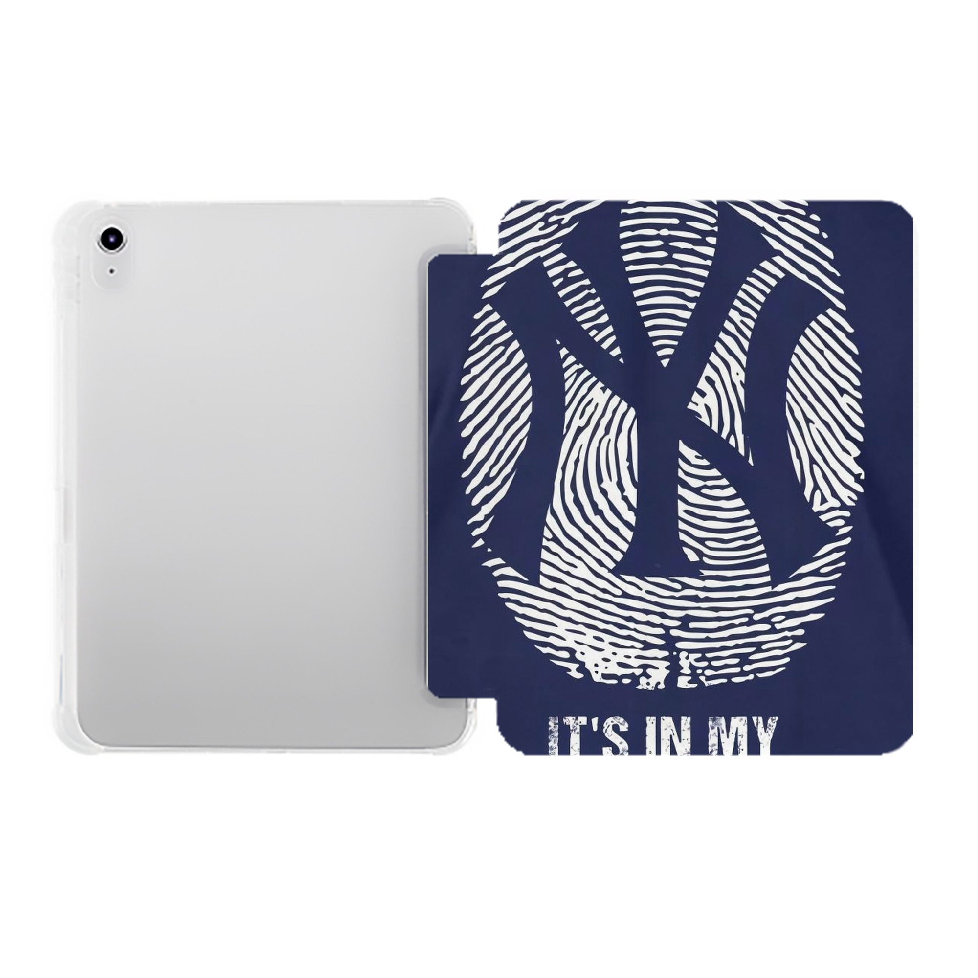 New York Yankees 145 Premium Tri-Fold PU Leather & Silicone IPad Case With Pencil Slot – Fits 9.5,10.5,10.9 – Adjustable Stand, Slim, Protective